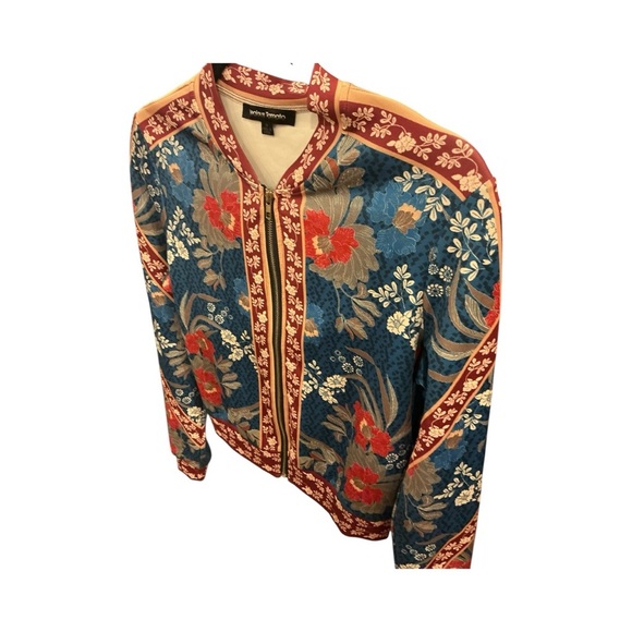 Jealous Tomato Floral Bomber Jacket | Boho Print Zip Up | Size M - Picture 3 of 5